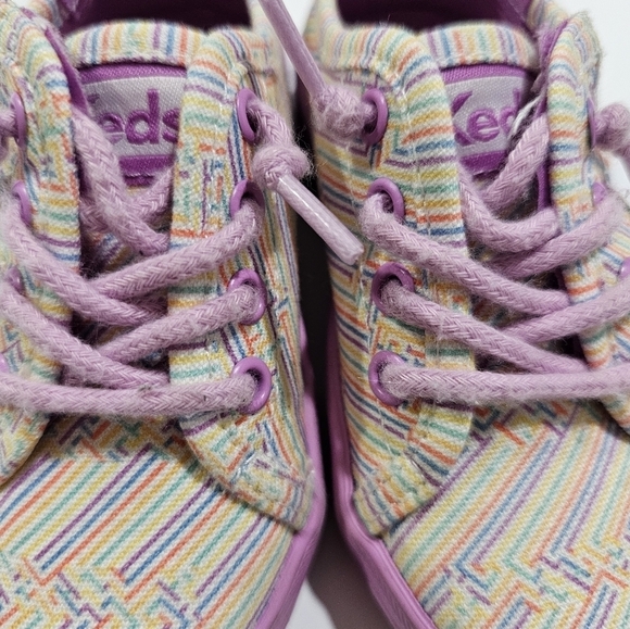 Keds Infant Kickstart Baby Girl Purple Colorful Stripe Sneakers Size 5 M - Picture 3 of 9
